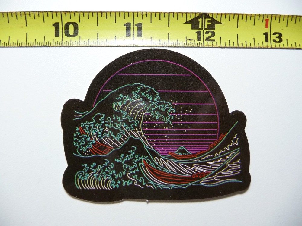Moon Waves Japanese Neon Sticker Decal Colorful Fun Design
