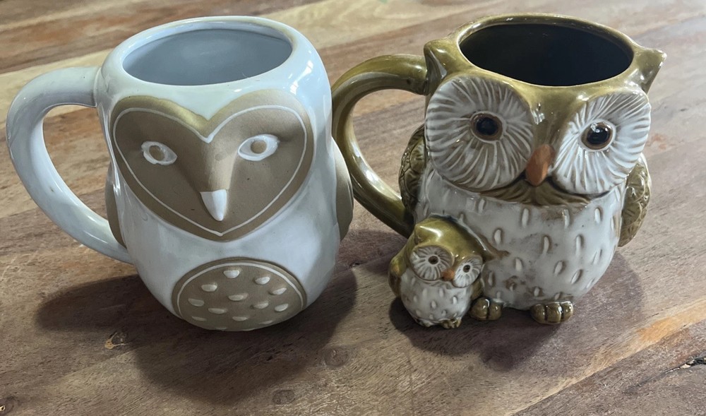2 Cracker Barrel Owl Mugs Vintage