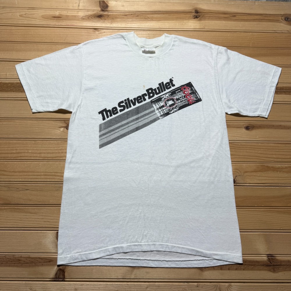 Vintage 80s Coors Light Silver Bullet Beer Promo Advertising Shirt USA - Large