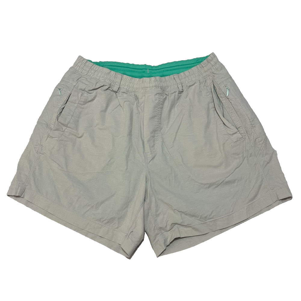 Birddogs Shorts Mens Large L Khaki Boomstick Blue Lined Athletic Gym Stretch