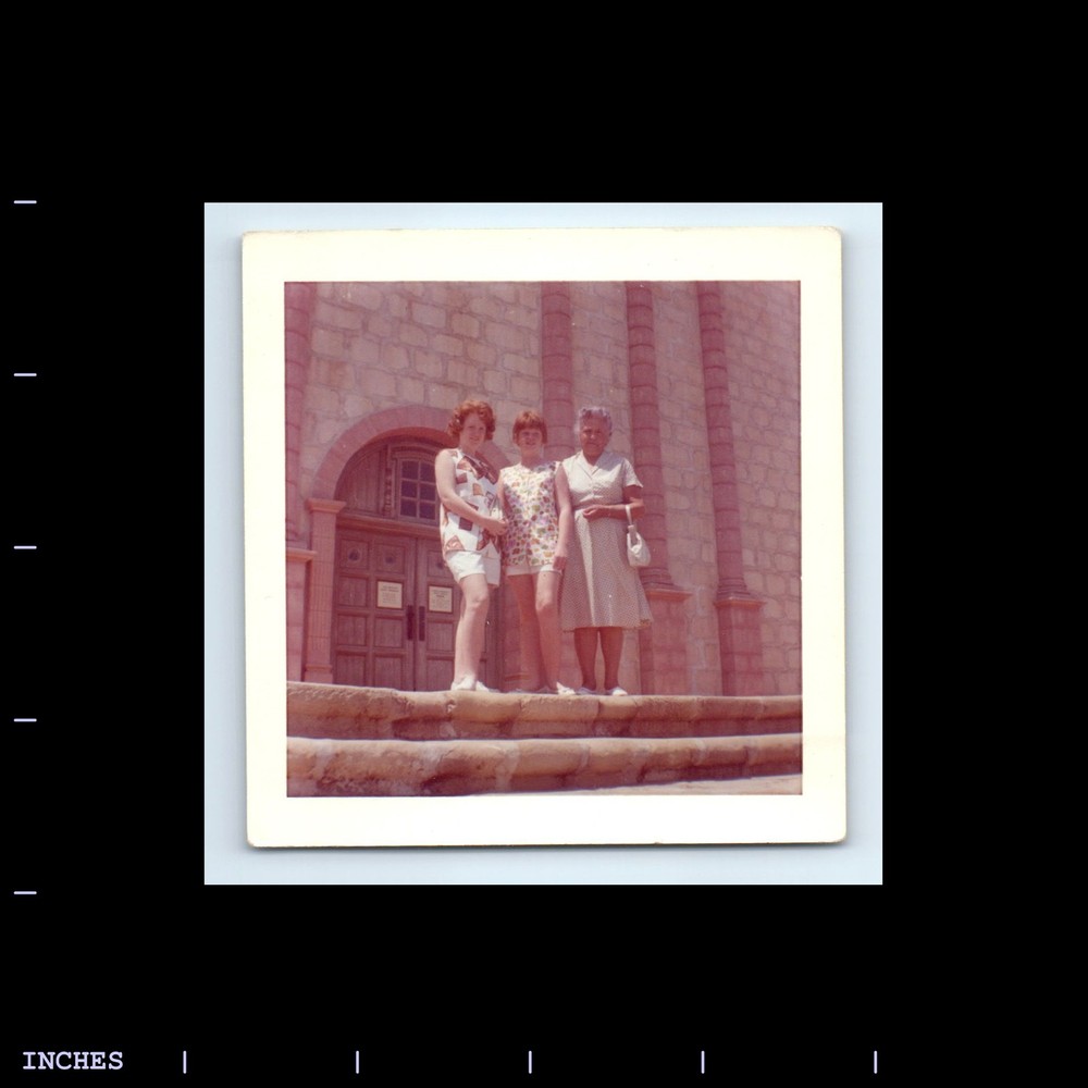 Square Color Photo WOMEN STANDING OUTSIDE CHURCH
