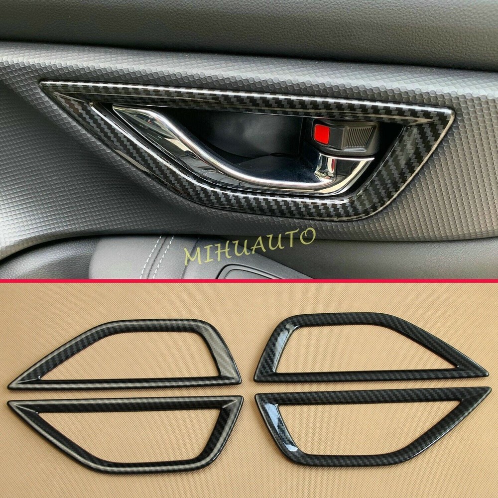 Carbon Fiber Interior Door Handle Surrounds Trims For 2019-2024 Subaru Forester