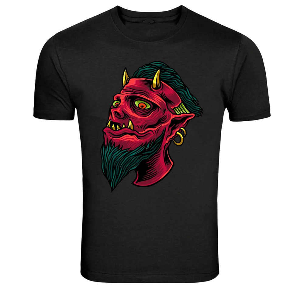 Red Devil Demon Head Punk Style Graphic T-Shirt