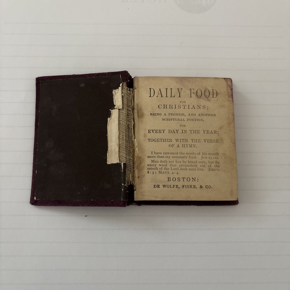 Daily Food for Christians Miniature Antique Book 1800’s