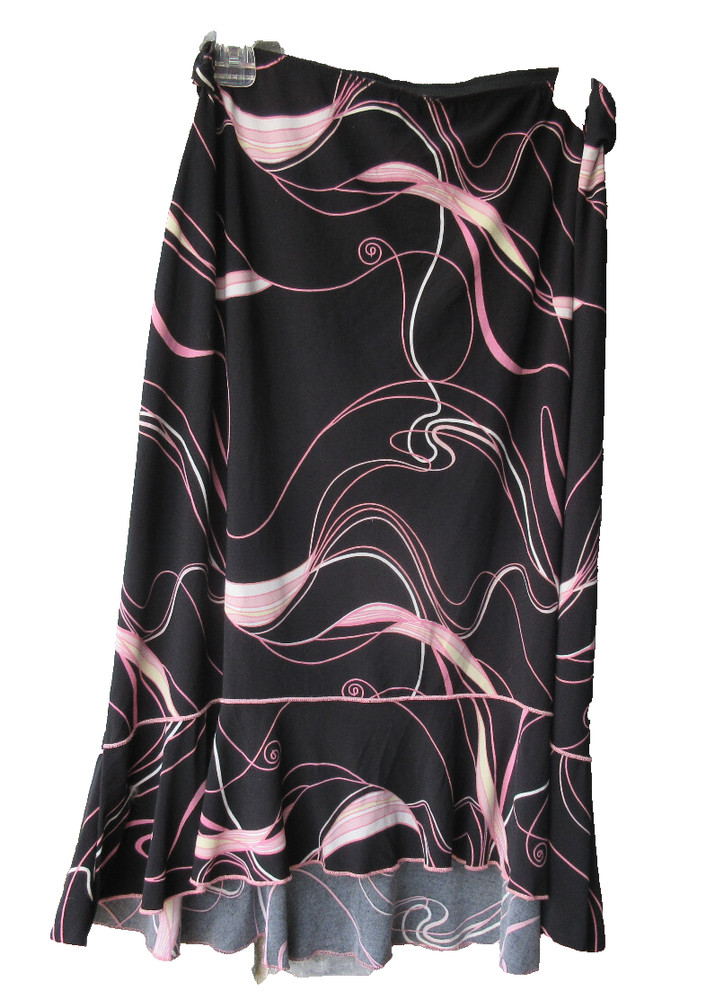 Size 1X Dressbarn Dress SKIRT Flare Black Pink Stretch pull on Work Church Wear