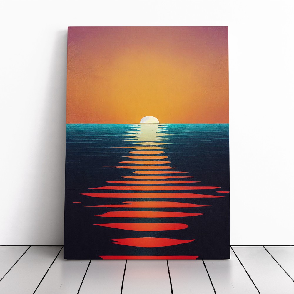 Overwhelming Ocean Sunset Canvas Wall Art Print Framed Picture Decor Dining Room