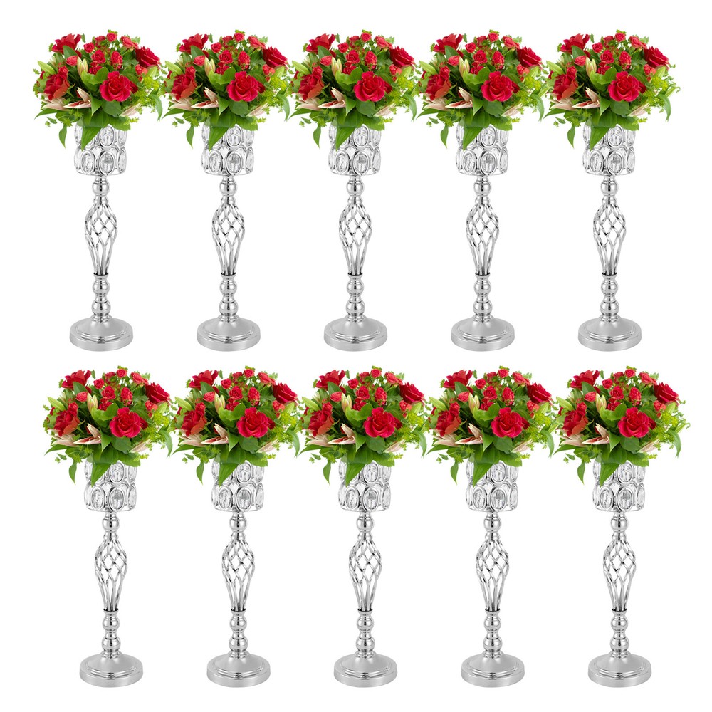 10Pcs Metal Wedding Table Centerpieces Crystal Flower Vase Stand Party Decor
