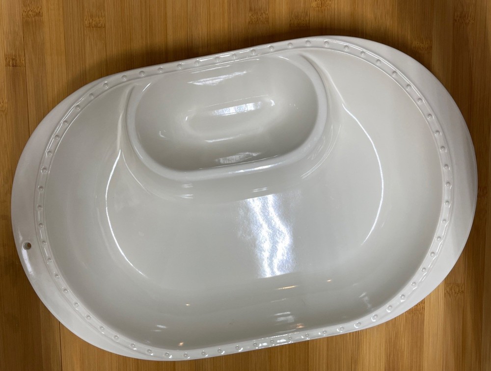 Nora Fleming Stoneware Pearl Dot Chip and Dip Oval Serving Bowl with BOX