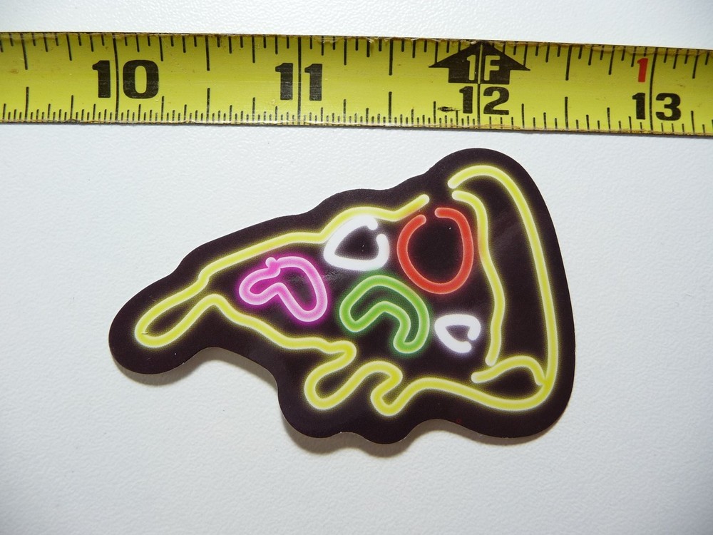 Neon Pizza Slice Decal Sticker for Laptop Fun Cute Decor