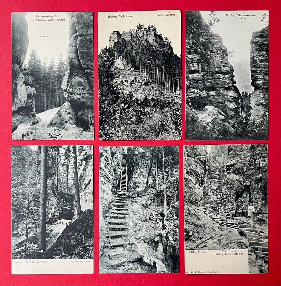 6 x Postcard Saxon Switzerland around 1900/10 Schrammstein area, Robbery Castle (147736