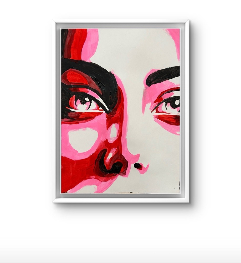 Original Abstract Woman Portrait Painting 14x11 paper modern Wall Art Home Decor