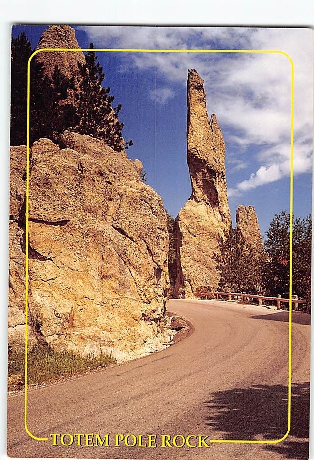 Postcard Totem Pole Rock Needles Road Black Hills South Dakota USA