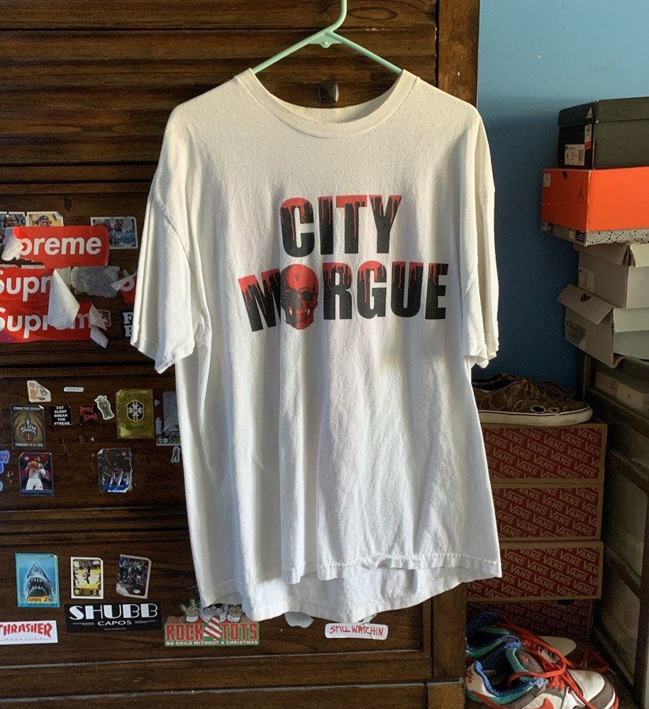 VLONE City Morgue Graphic Print Logo Crew Neck Short Sleeve T-Shirt Men's L