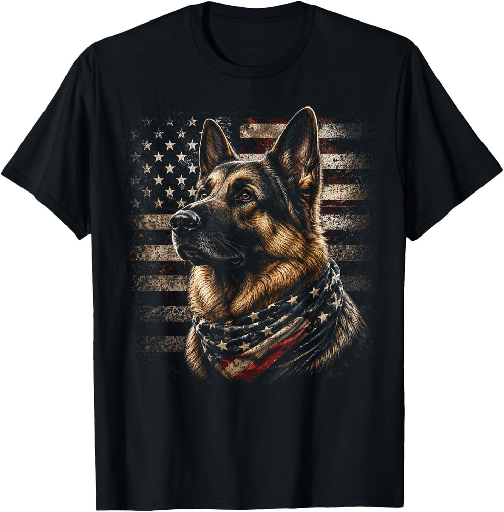 Patriotic German Shepherd American Flag Dog Lover T-Shirt