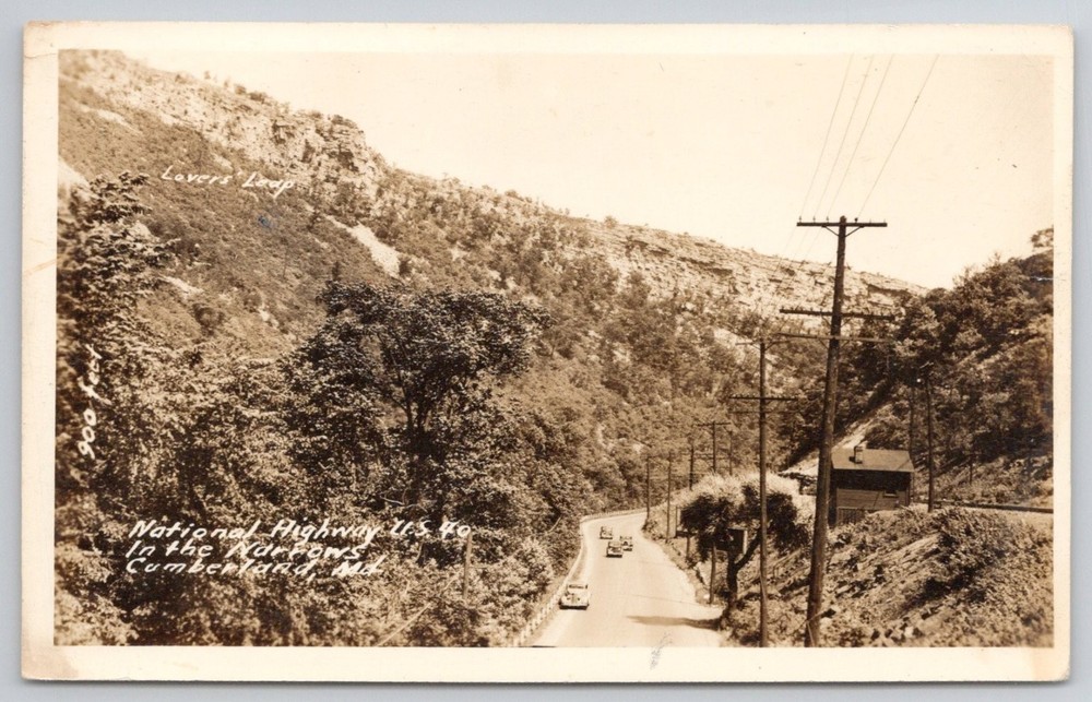 RPPC Lover's Leap The Narrows Cumberland MD US 40 Highway Postcard