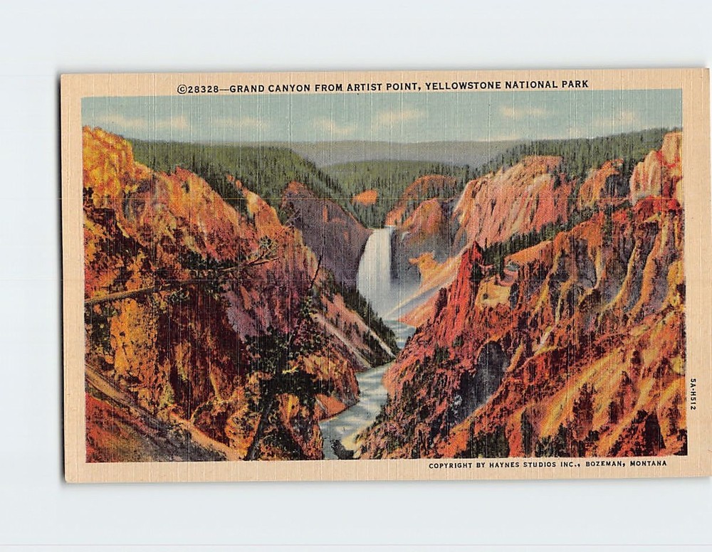 Postcard Grand Canyon From Artist Point Yellowstone National Park Wyoming USA