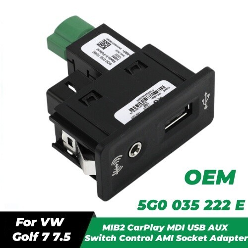 OEM MIB2 CarPlay MDI USB AUX Switch Control AMI Socket Adapter For VW Golf 7 7.5