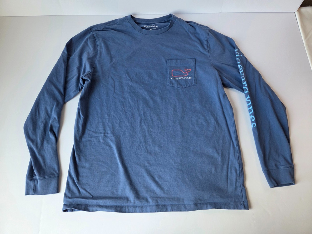 Vineyard Vines Womens M Blue Long Sleeve Whale Logo Graphic Shirt