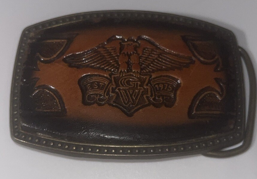 VTG Alumaline Honda Goldwing Leather Logo Belt Buckle Motorcycle Bike