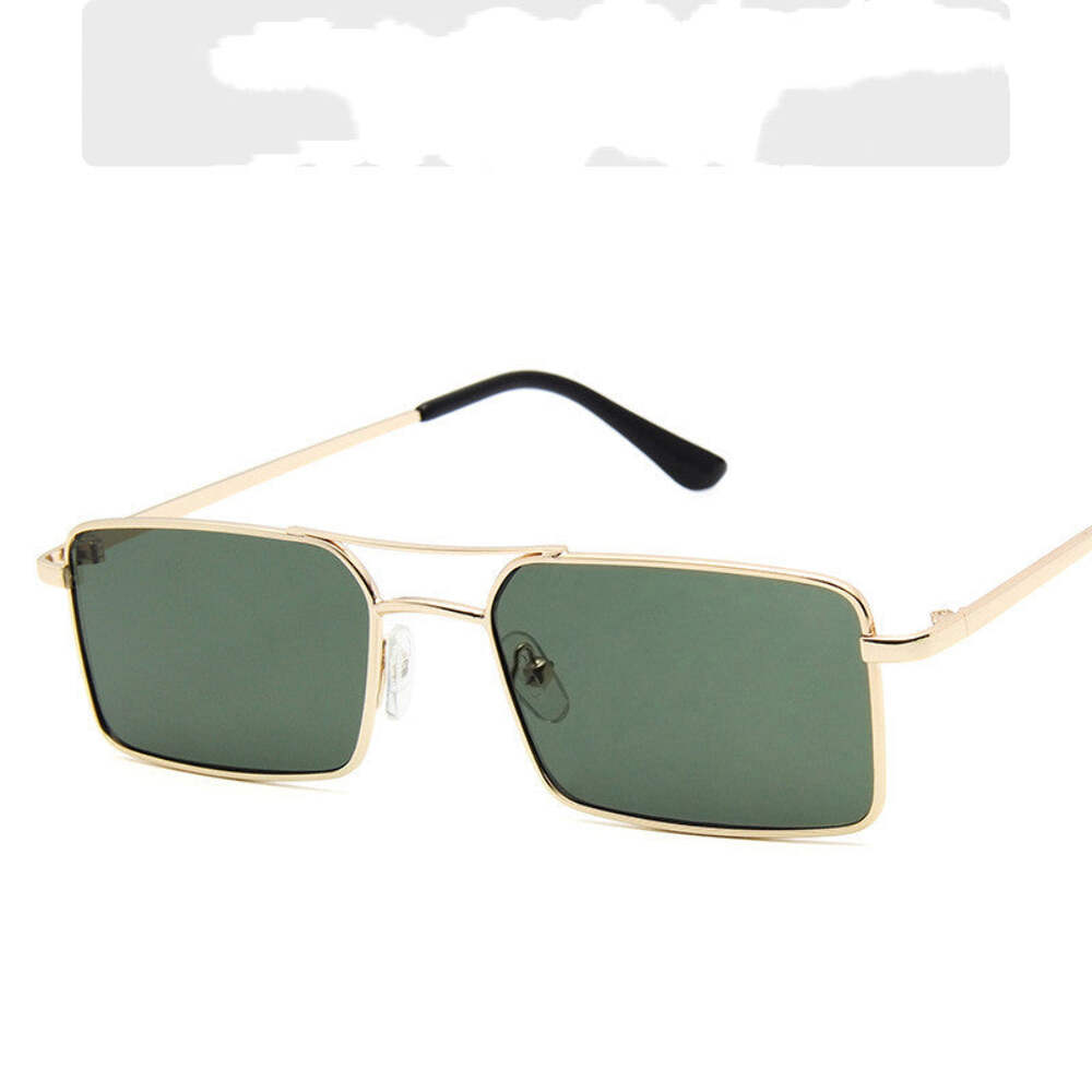 Retro Square Sunglasses for Men and Women, Double Beam Metal Full Frame Flat Mir