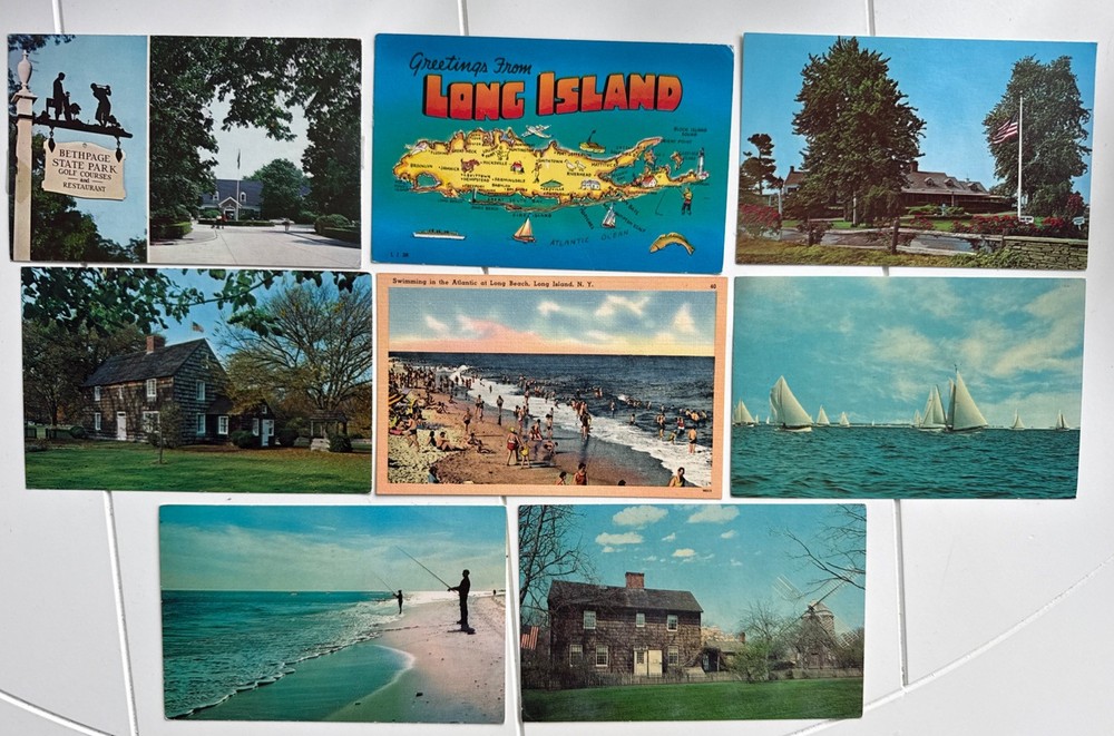 Long Island Map Bethpage State Park Multi Views Vintage Postcard ~ Lot of 8