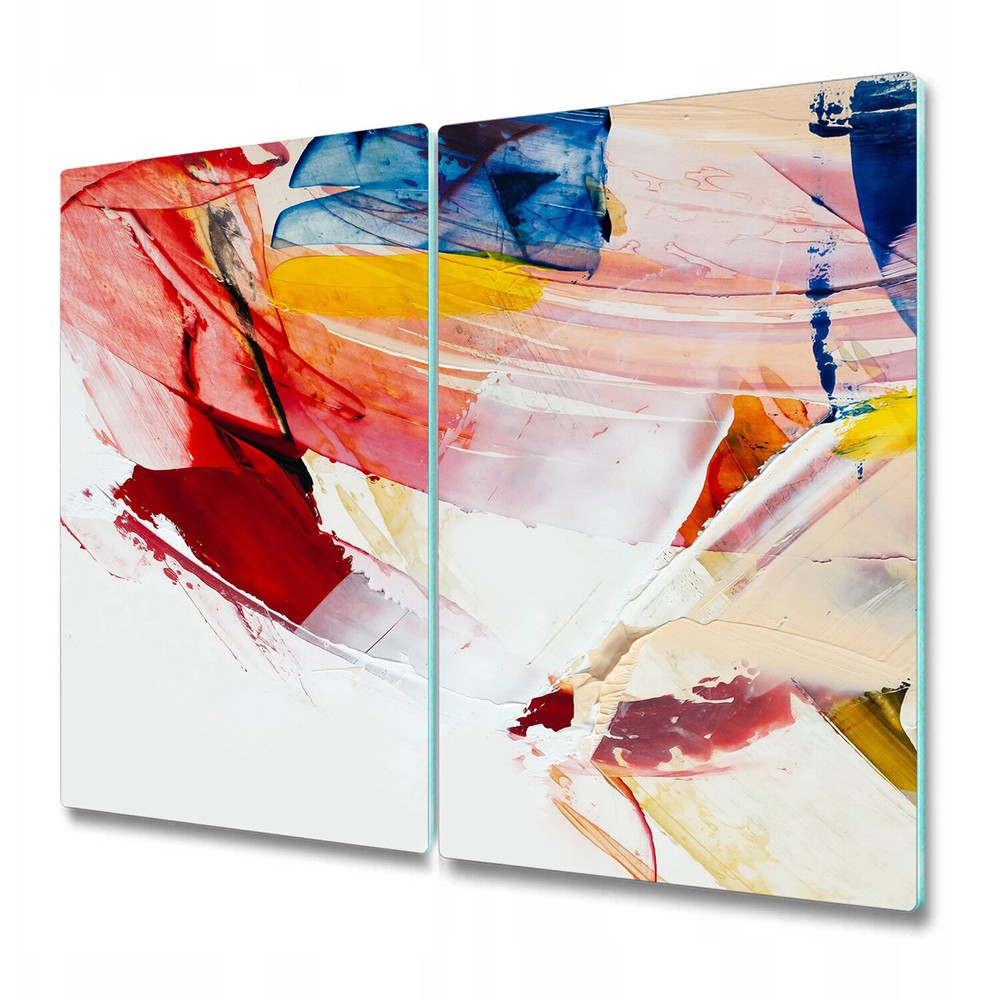 Tempered Glass Worktop Saver Smeared Paint Stains Warm Watercolour 2x30x52