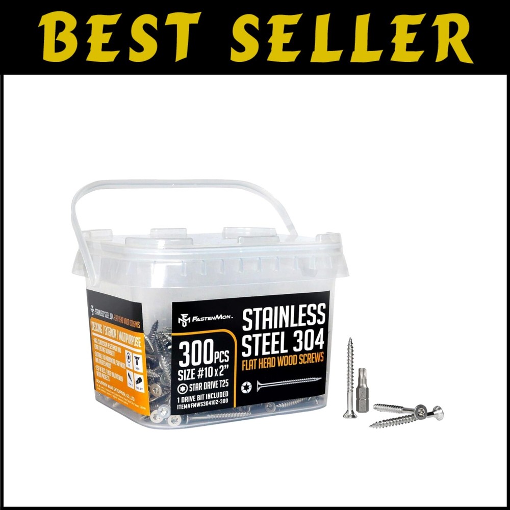 300 PCS Stainless Steel Flat Head Deck Screws with T25 Bit - Durable & Versatile Fasteners