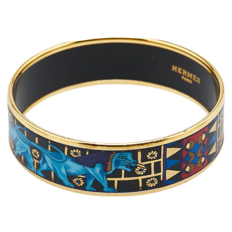 Hermes Enamel Cloisonne GM Bracelet in Gold Multicolor Pre-Owned