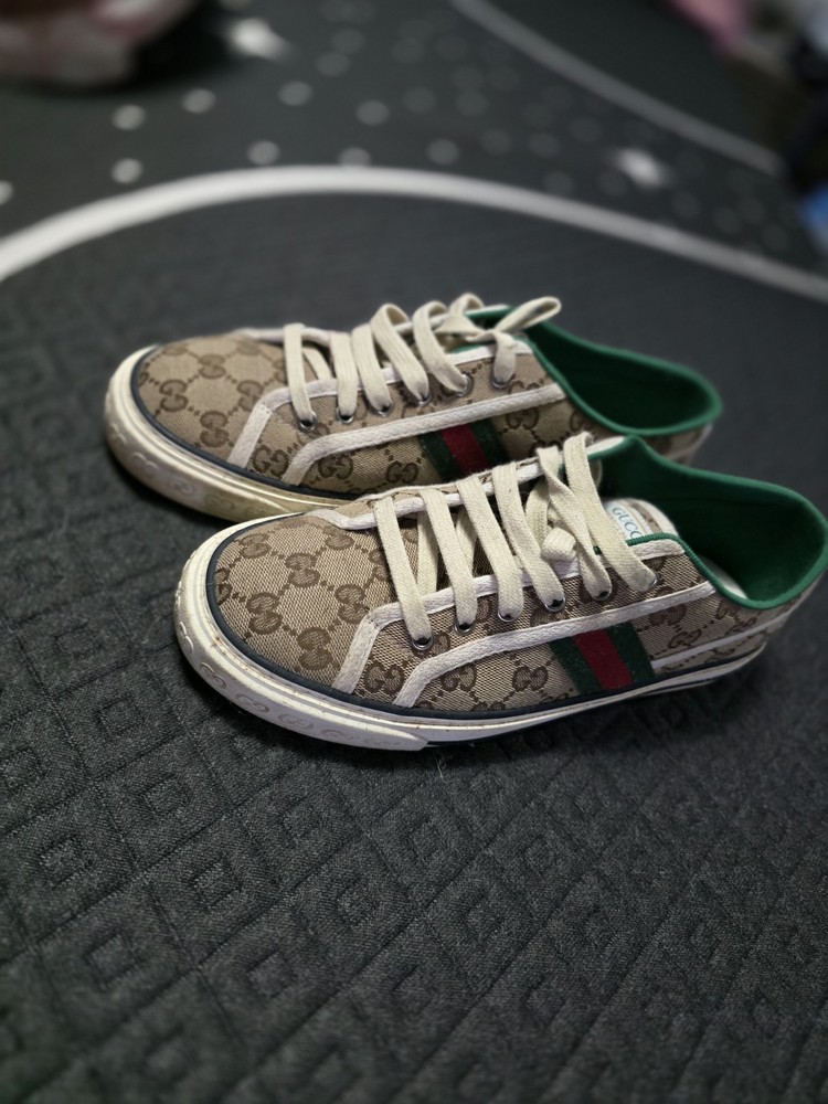 Gucci Tennis 1977 Men's Beige Green Red Logo  Sneakers Casual 10.5 mens