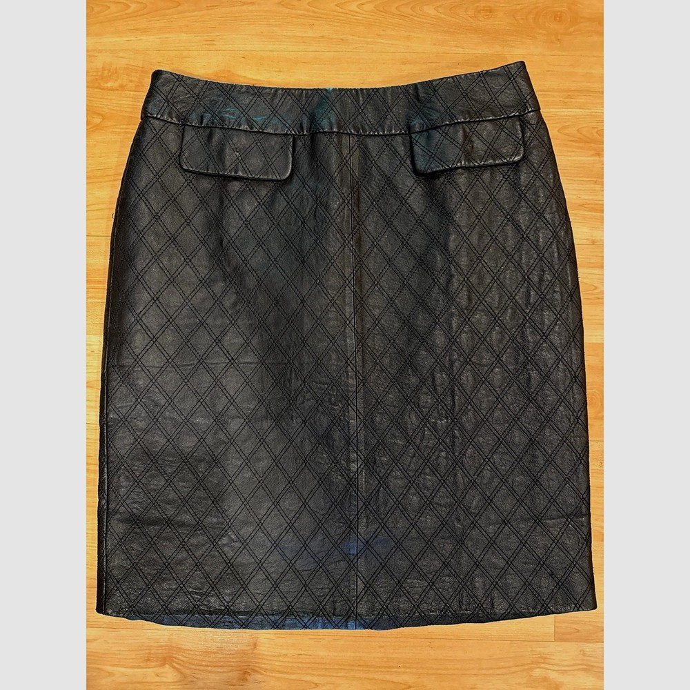 PENCIL SKIRT LEATHER & LINED Black Size 4 FREE SHIPPING Chadwicks