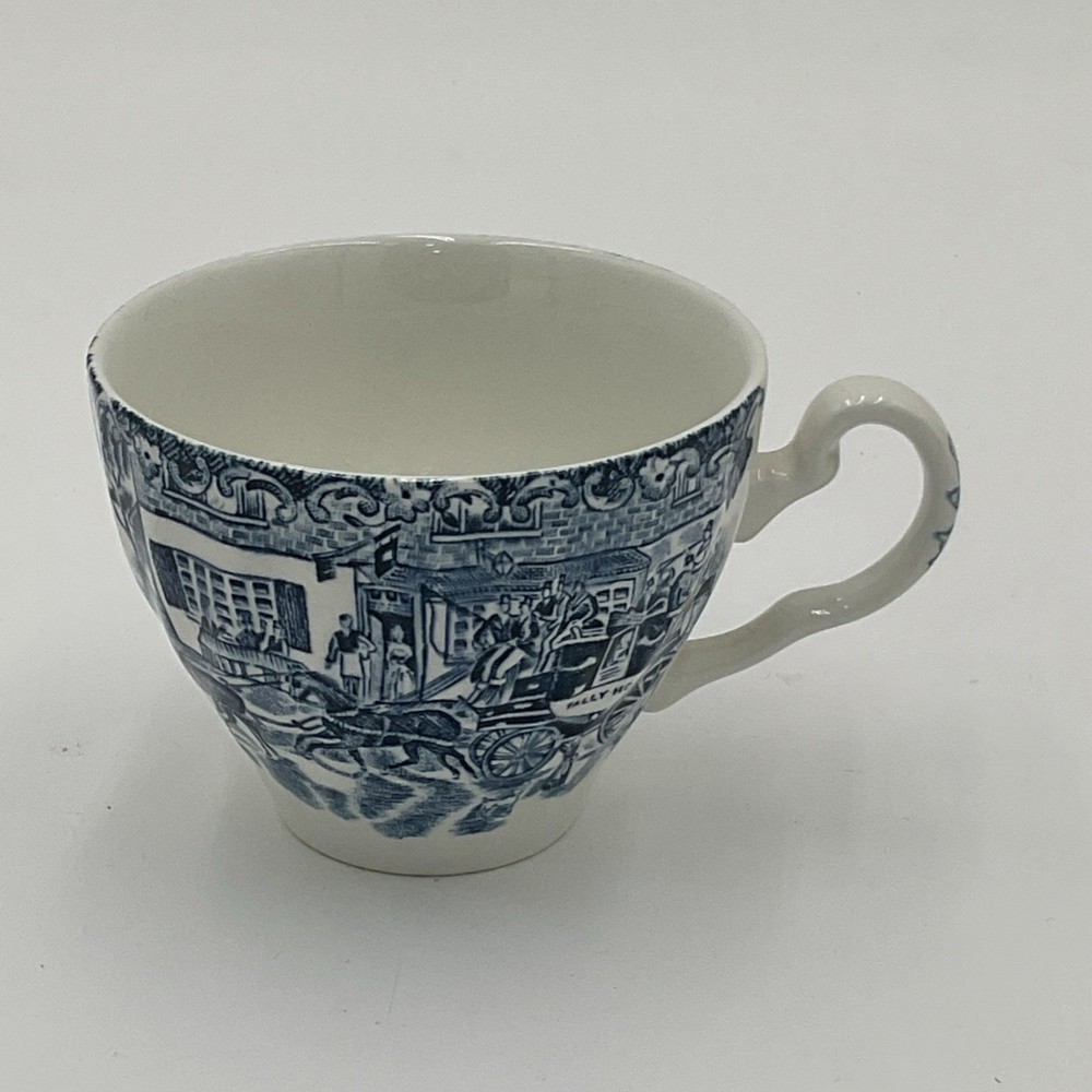 English Coaching Scene Blue Tea Cup By Johnson Brothers Vintage Made In England