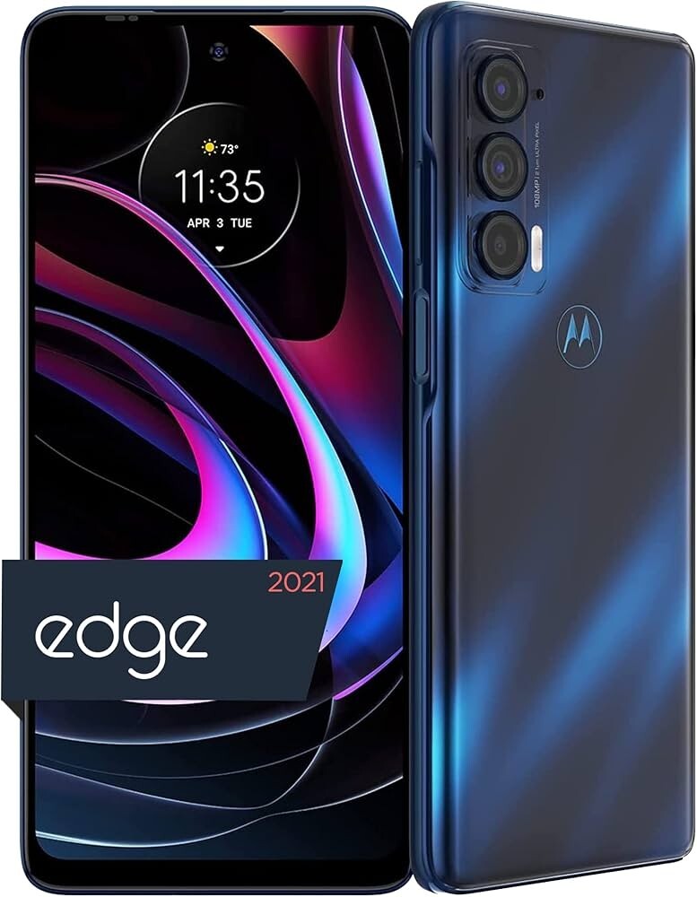Open Box 9/10 Motorola Moto Edge 5G 2021 256GB (Unlocked) XT2141 Smartphone Blue
