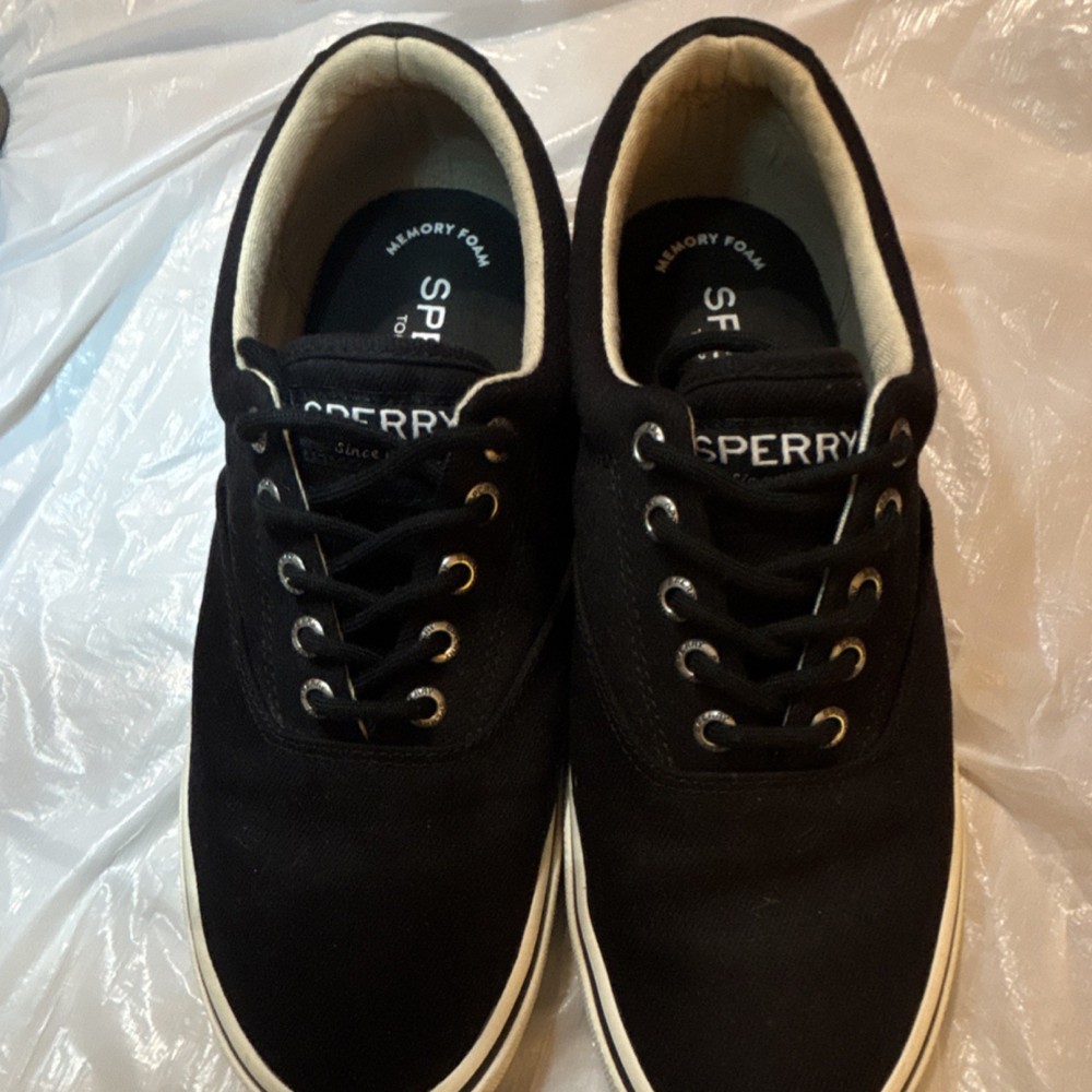 Sperry Men's Black Canvas Sneakers Memory Foam STS22947 Top Sider