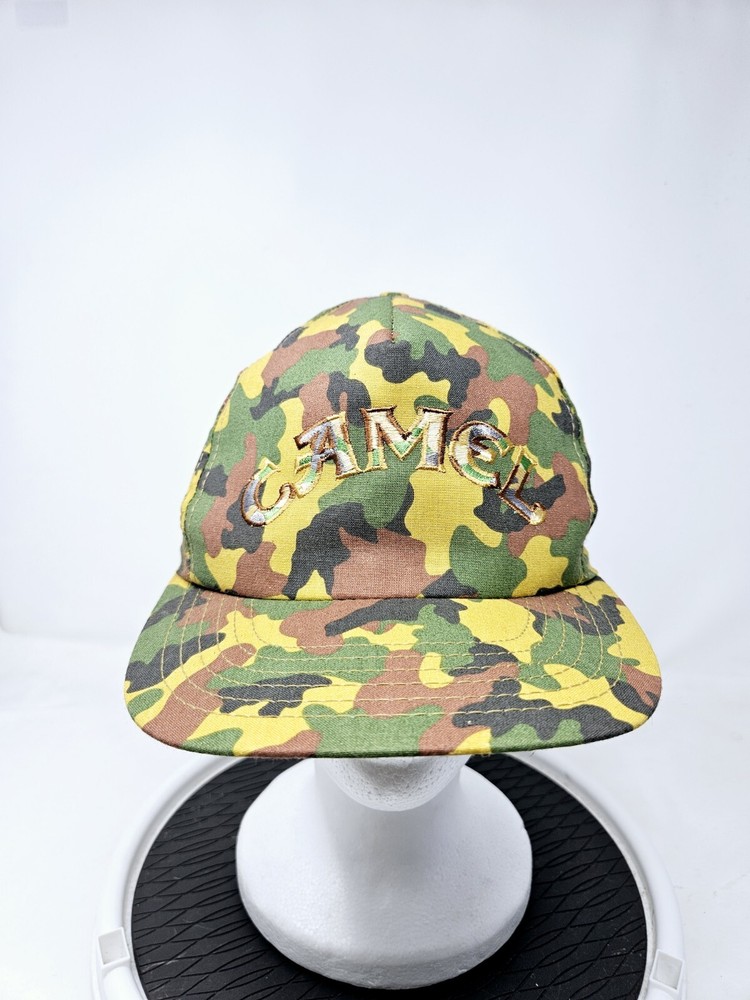 VTG Camouflage Camel SnapBack Hat Made In USA One Size 90s Used FAST SHIPPING