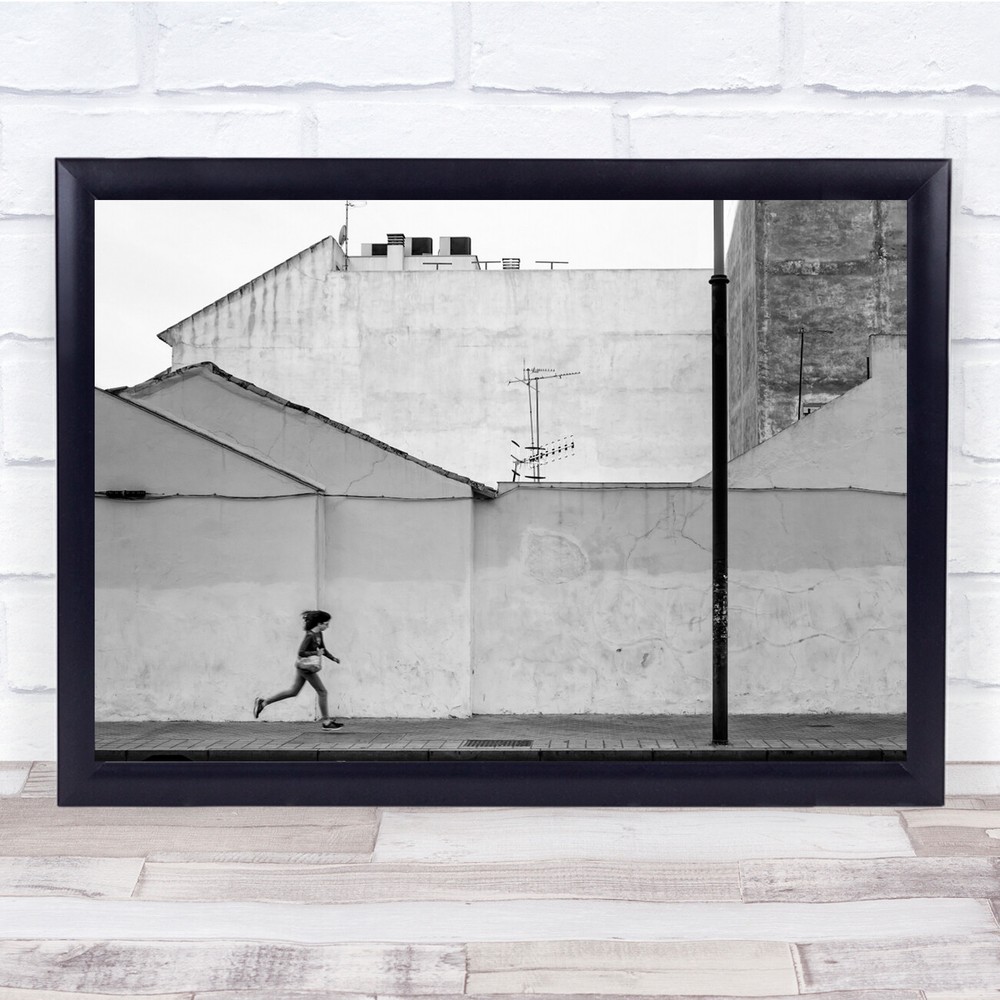 Wall Mure Street Child Kid Childhood Run Running Rush Speed Wall Art Print