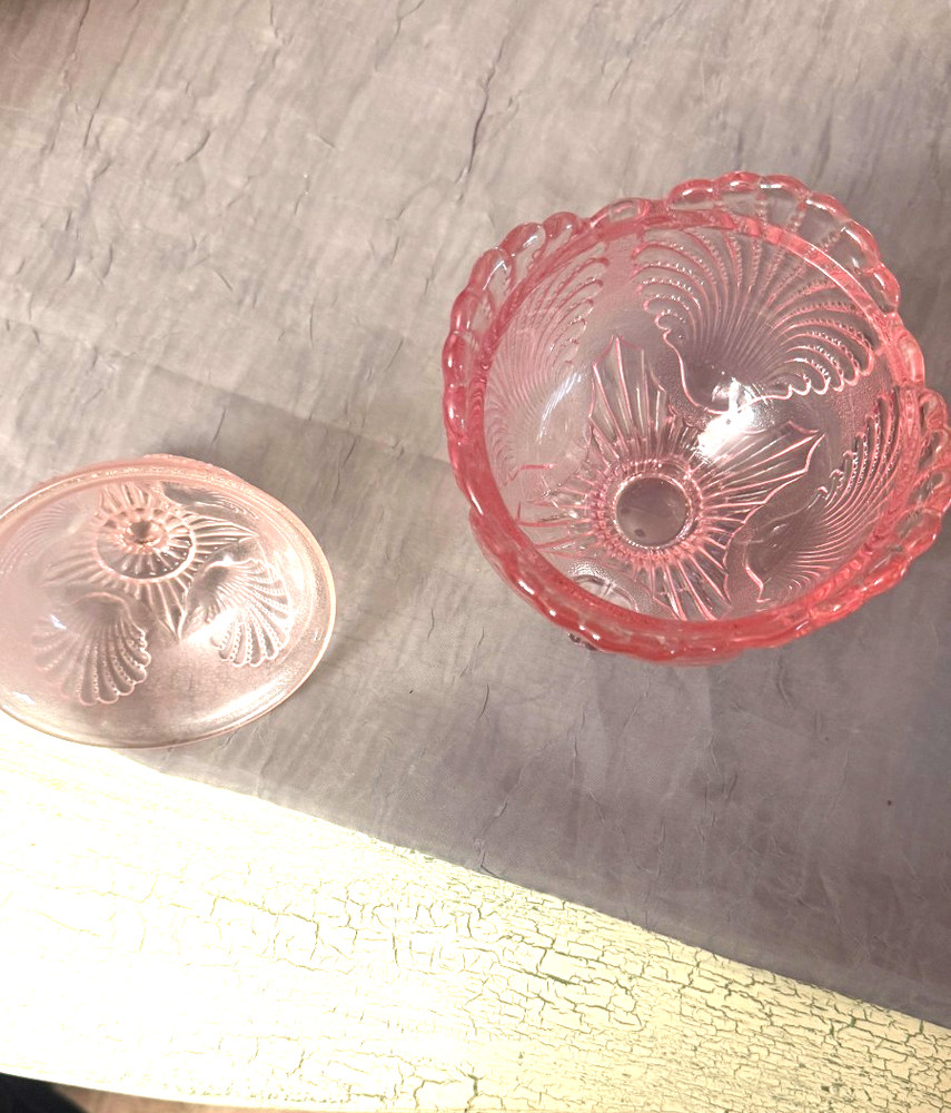 Vintage Westmoreland Pink Glass Candy Dish/Compote With Lid