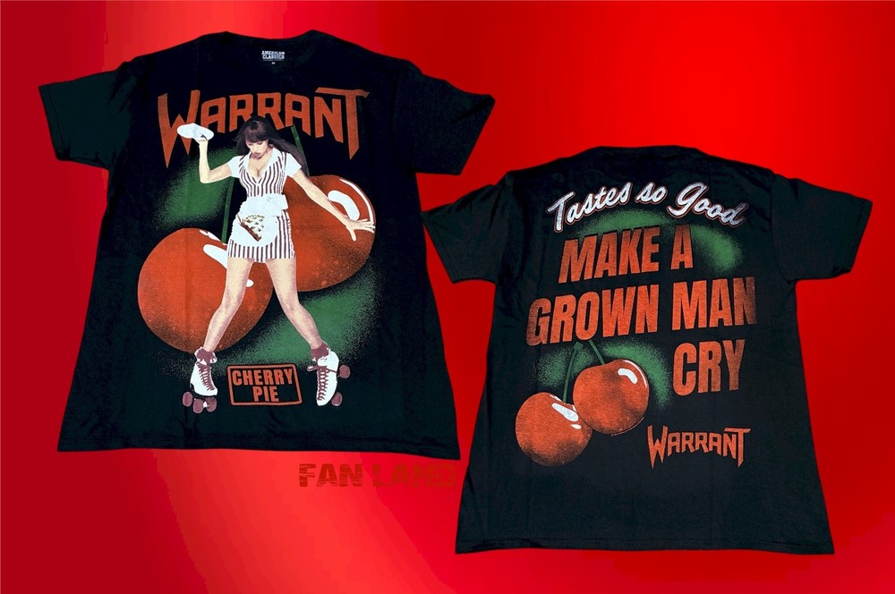 New Warrant Cherry Pie 1990 Mens 2 Sided Vintage Classic T-Shirt