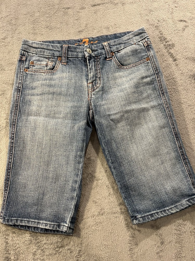 7 For All Mankind Jean Shorts Women’s Size 26 Dark Wash Blue Denim “A” Pocket