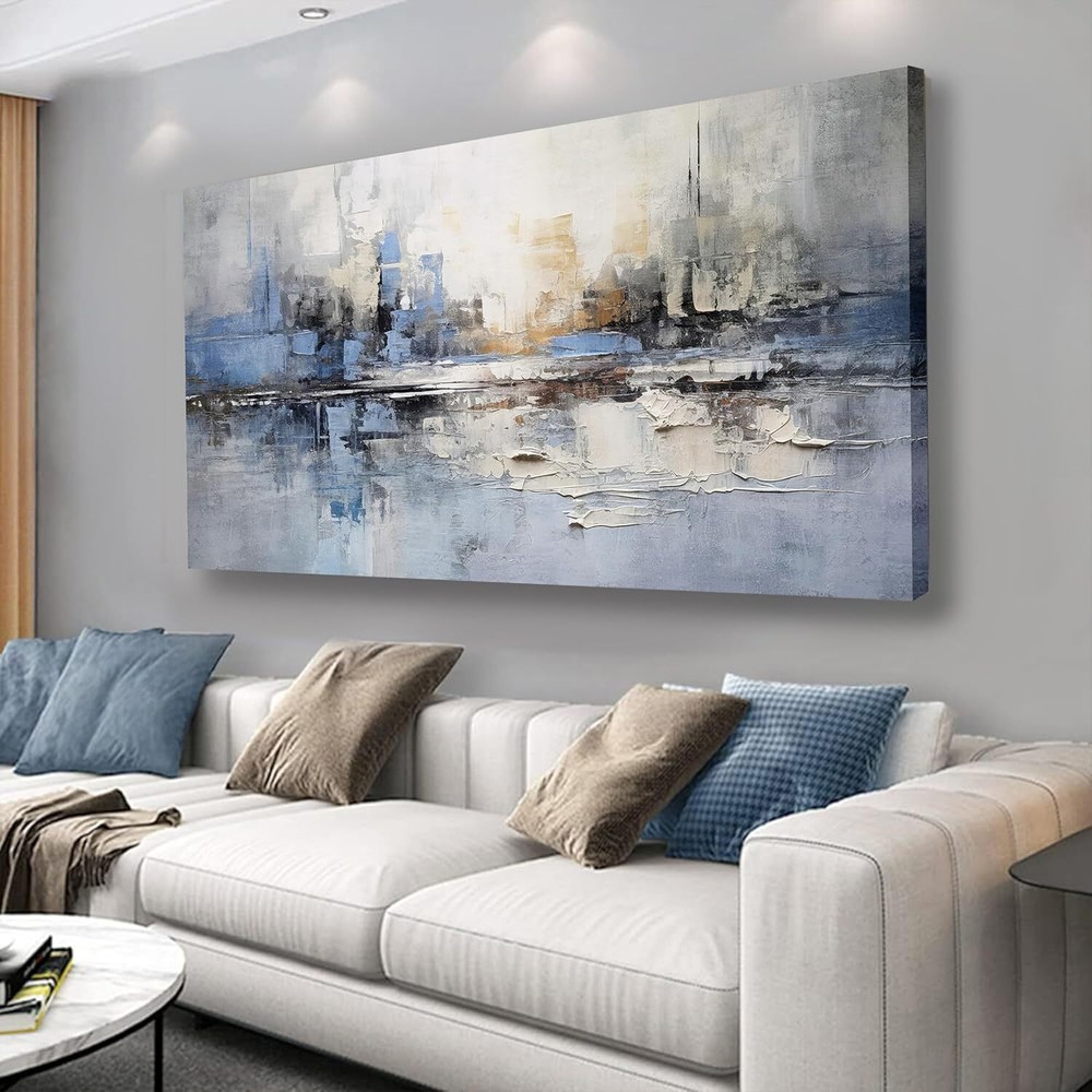 VHMING Abstract Wall Art Decor Blue and Gray White Modern 24