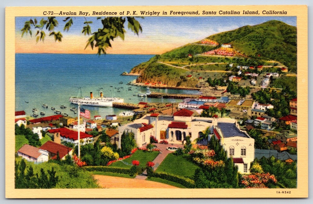 Postcard Avalon Bay Residence Of P.K. Wrigley Santa Catalina California Unposted