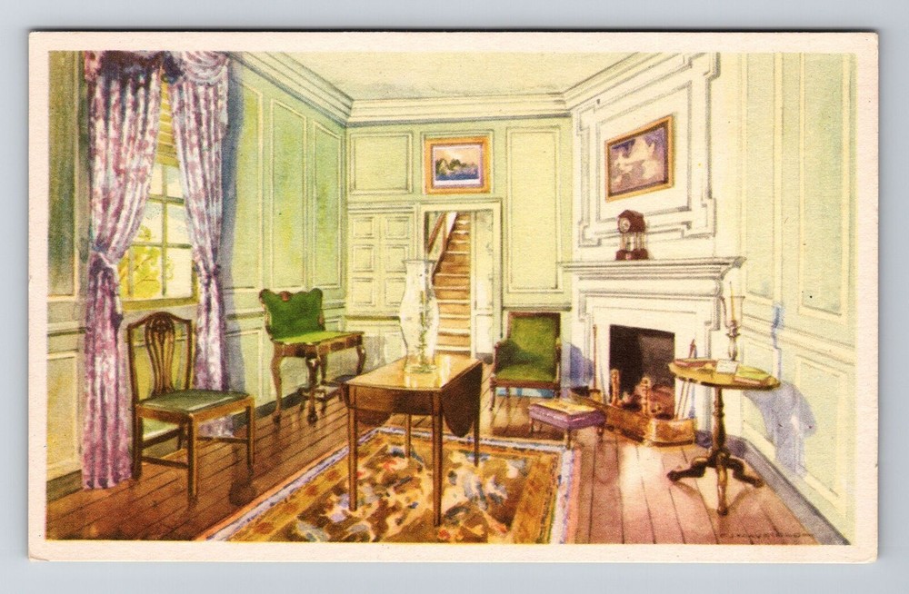 Mount Vernon VA-Virginia, Martha Washington's Sitting Room, Vintage Postcard