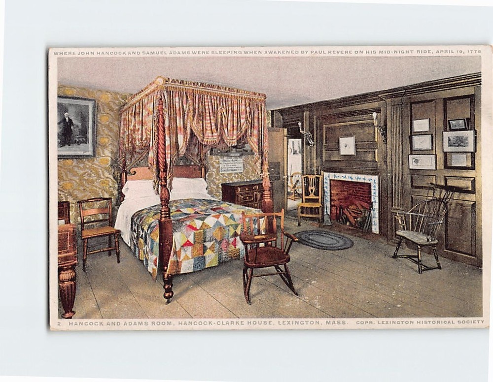 Postcard Hancock And Adams Room Hancock Clarke House Lexington Massachusetts USA