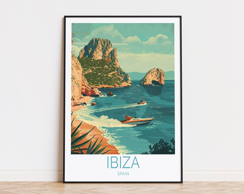Ibiza Travel Poster Spain Wall Art Ibiza Coast Print Home Decor Custom Travel