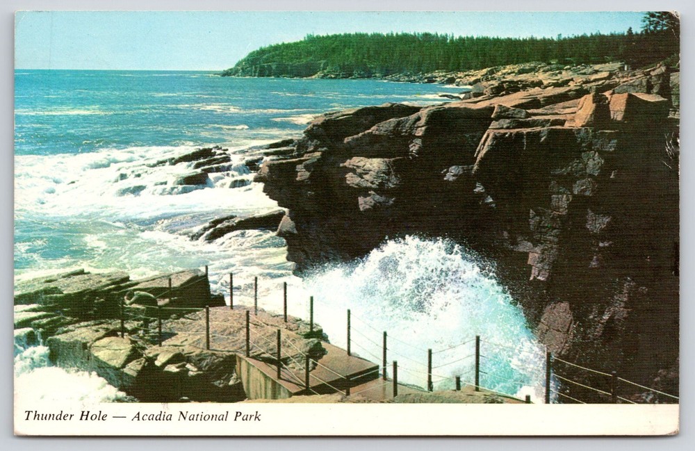 Thunder Hole Surf Ocean Drive Acadia National Park Bar Harbor Maine ME Postcard-image
