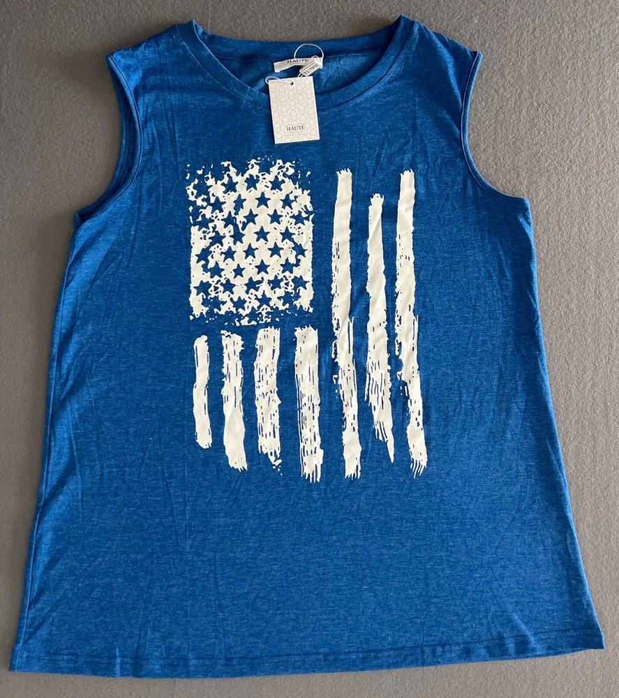 Distressed USA Flag Crest Tank Top Patriotic American Pride Haute Edition Mens