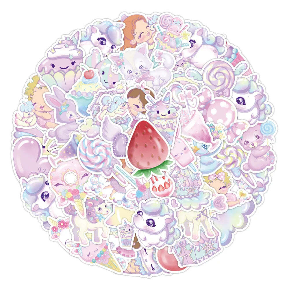 10/50Pcs Cute Cartoon Horse Stickers for Laptop Luggage Phone Car Scooter Funny