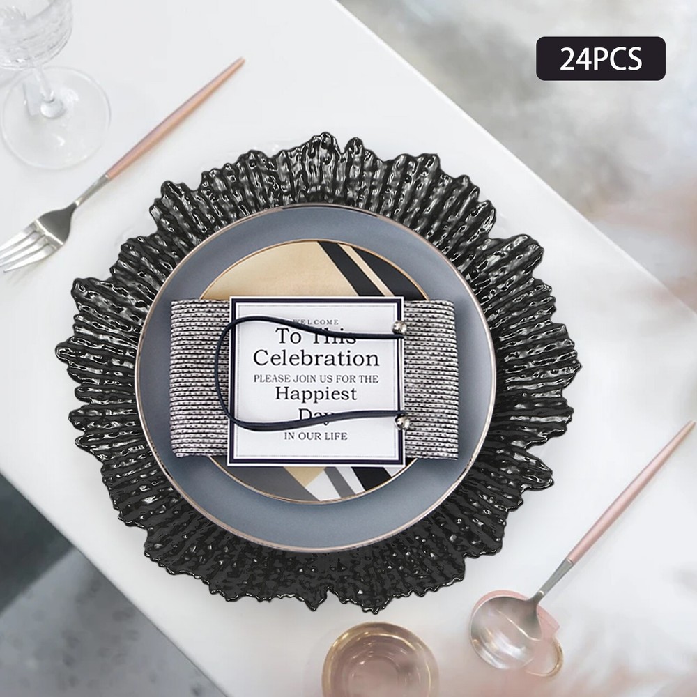 24pcs Charger Plates Round Reef Plate 12.6in Dinner Plate Decor Mat Tableware