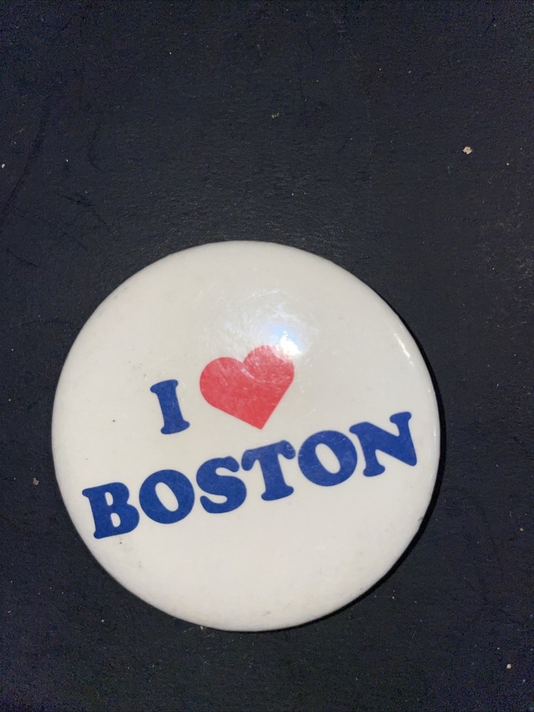 I Love Boston Heart Vintage Pinback Pin Button Retro Novelty