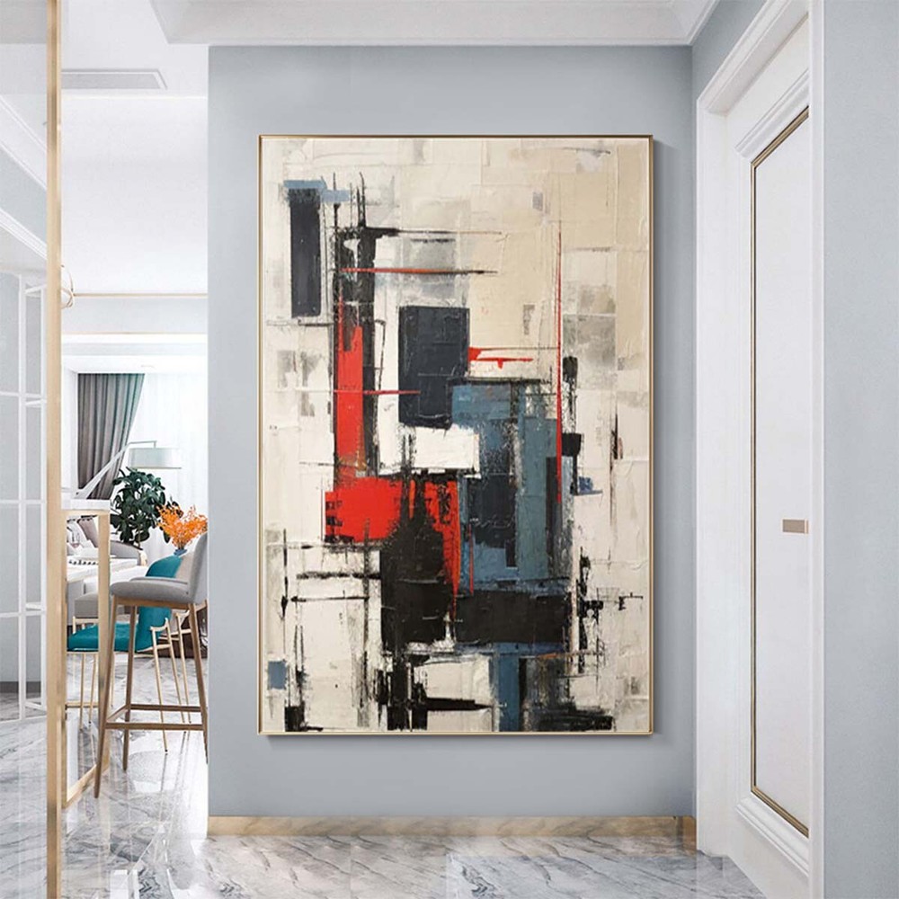 Large Red Oil Painting Handmade Canvas Colorful Painting on Canvas Home Decor