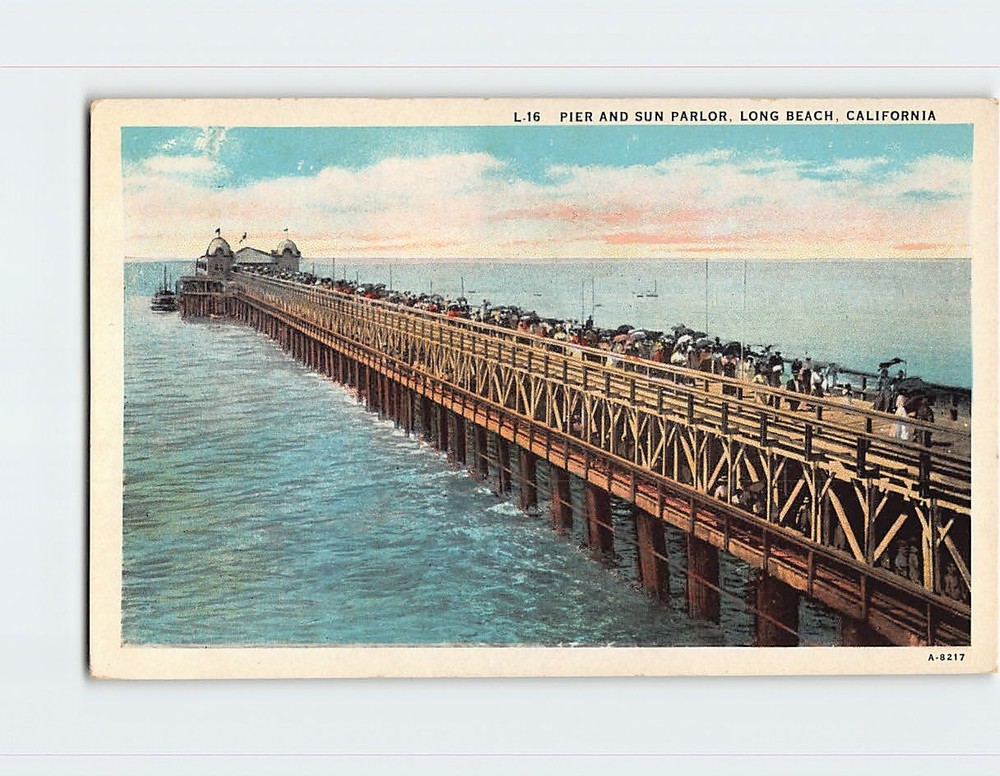 Postcard Pier And Sun Parlor Long Beach California